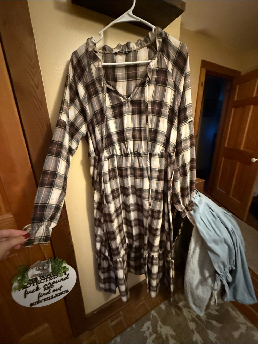 BloomChic Plaid Midi Dress - Brown & Cream
